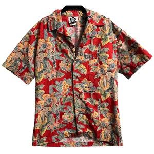 Vintage Hilo Hattie Hawaiian Girls Floral Short Sleeve Button Up Shirt Sz Medium